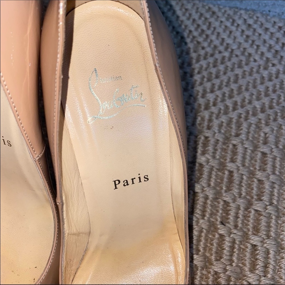 CHRISTIAN LOUBOUTIN || authentic tan patent leather Pigalle heels size 37 USA 7 - Picture 6 of 11